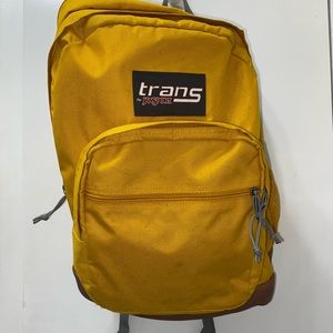 Mustard Yellow and Brown Leather Jansport backpack